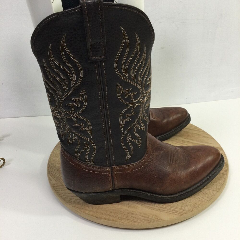 Laredo Womens Western Cowboy Boots Leather Brown Black Size 8.5M - Picture 3 of 13